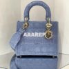 Replica Dior Medium Dark Denim Lady D-lite Embroidered Cannage Bag M05 2