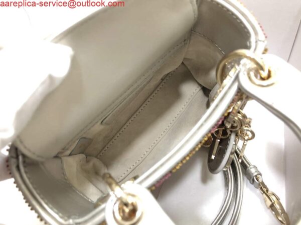 Replica Dior S0856 MICRO LADY DIOR BAG Horizon Yellow and Pink Metallic Cannage Lambskin Embroidered with Beads 9