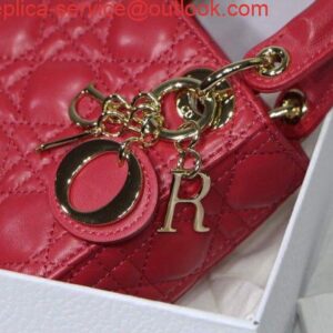 Replica Dior S0856 MICRO LADY Dior Bag Red Cannage Lambskin