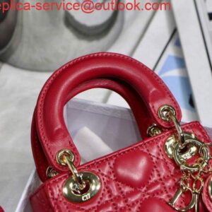 Replica Dior S0856 MICRO LADY Dior Bag Red Cannage Lambskin 2