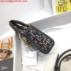 Replica Dior S0856 Micro Lady Dior Bag Square Embroidery Set with Gray Multicolor Strass 2