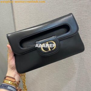 Replica Dior Medium DiorDouble Bag Black Calfskin M8641