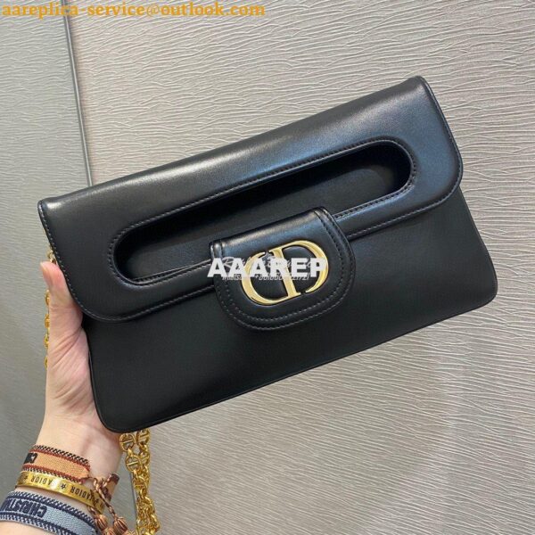 Replica Dior Medium DiorDouble Bag Black Calfskin M8641 3