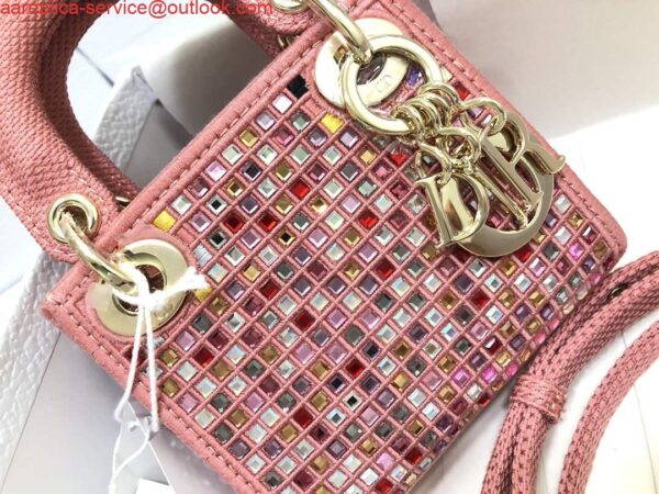 Replica Dior S0856 Micro Lady Dior Bag Square Embroidery Set with Pink Multicolor Strass 6