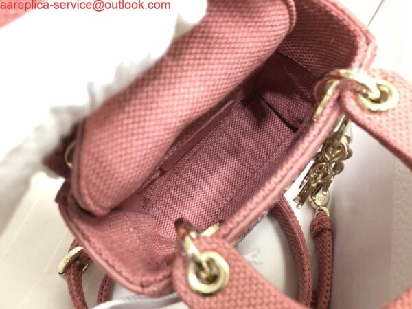 Replica Dior S0856 Micro Lady Dior Bag Square Embroidery Set with Pink Multicolor Strass 9