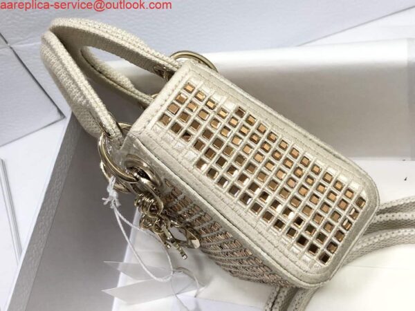 Replica Dior S0856 Micro Lady Dior Bag Square Embroidery Set with White Multicolor Strass 2