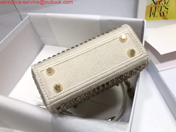 Replica Dior S0856 Micro Lady Dior Bag Square Embroidery Set with White Multicolor Strass 3