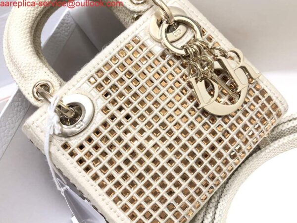 Replica Dior S0856 Micro Lady Dior Bag Square Embroidery Set with White Multicolor Strass 4