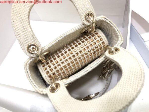 Replica Dior S0856 Micro Lady Dior Bag Square Embroidery Set with White Multicolor Strass 6