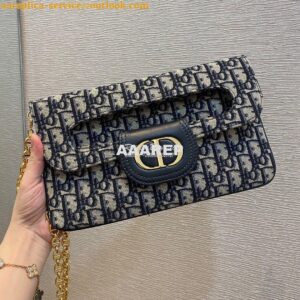 Replica Dior Medium DiorDouble Bag Blue Oblique Jacquard M8641