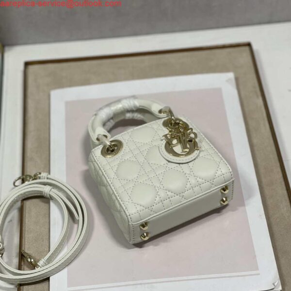 Replica Dior S0856 MICRO LADY Dior Bag White Cannage Lambskin 6