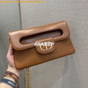 Replica Dior Medium DiorDouble Bag Cognac Calfskin M8641