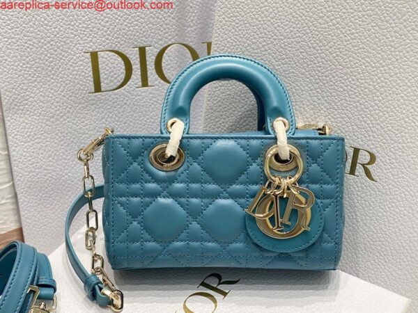 Replica Dior S0910 Micro Lady D-joy Bag Blue Cannage Lambskin 3