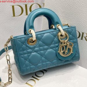 Replica Dior S0910 Micro Lady D-joy Bag Blue Cannage Lambskin 2