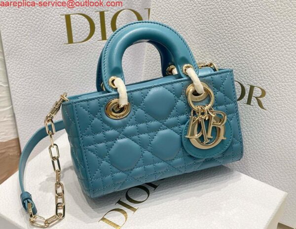 Replica Dior S0910 Micro Lady D-joy Bag Blue Cannage Lambskin 4