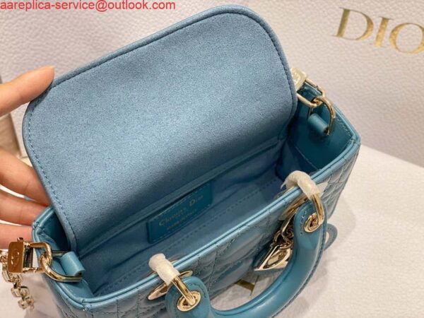 Replica Dior S0910 Micro Lady D-joy Bag Blue Cannage Lambskin 9