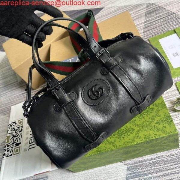 Replica Gucci 725701 Small duffle bag with tonal Double G Black 3