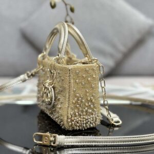 Replica Dior S0910 Micro Lady D-joy Bag Gold-Tone Satin with Gradient Bead Embroidery 2