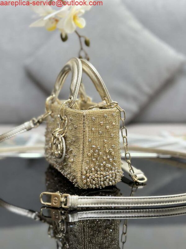 Replica Dior S0910 Micro Lady D-joy Bag Gold-Tone Satin with Gradient Bead Embroidery 4