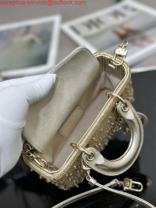 Replica Dior S0910 Micro Lady D-joy Bag Gold-Tone Satin with Gradient Bead Embroidery 9