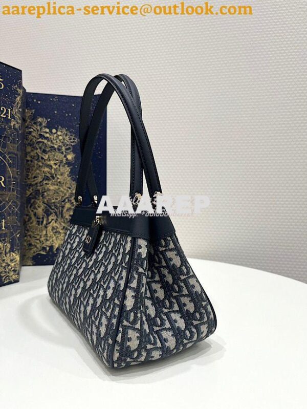 Replica Dior Medium Key Bag Blue Oblique Jacquard M1843 4