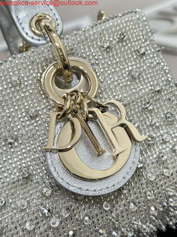 Replica Dior S0910 Micro Lady D-joy Bag Silver-Tone Satin with Gradient Bead Embroidery 5