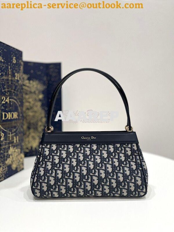 Replica Dior Medium Key Bag Blue Oblique Jacquard M1843 5