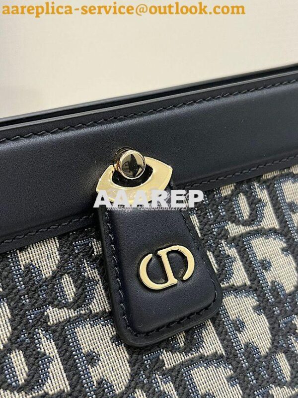 Replica Dior Medium Key Bag Blue Oblique Jacquard M1843 6