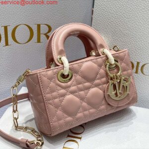 Replica Dior S0910 Small Lady D-joy Bag Pink Cannage Lambskin 2