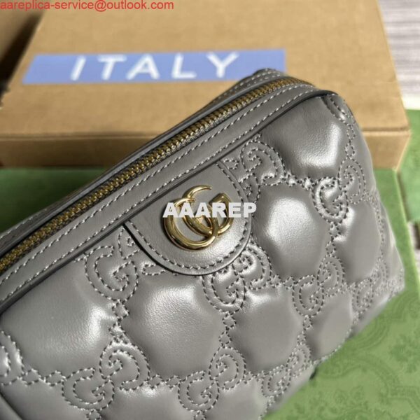 Replica Gucci 726047 GG Matelassé Beauty Case Grey 6