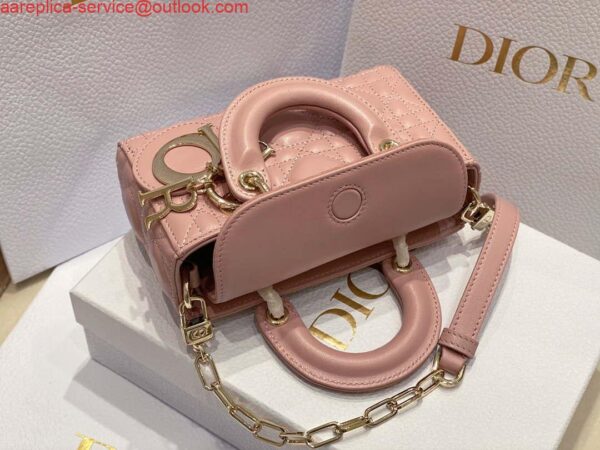 Replica Dior S0910 Small Lady D-joy Bag Pink Cannage Lambskin 8