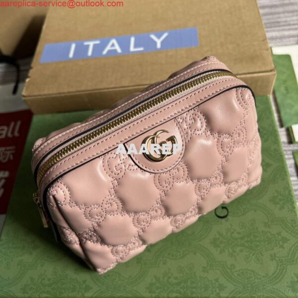 Replica Gucci 726047 GG Matelassé Beauty Case Pink 5