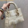 Replica Dior Medium Lady D-Lite Bag Beige Jute Canvas Embroidered With 2