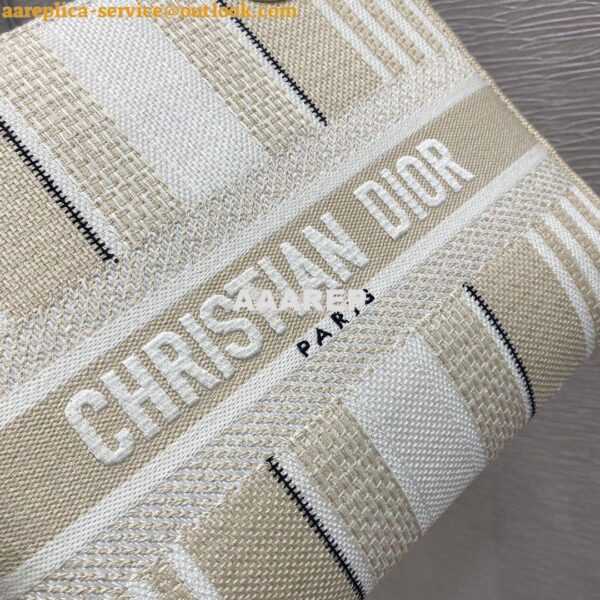 Replica Dior Medium Lady D-lite Bag Beige D-Stripes Embroidery 6