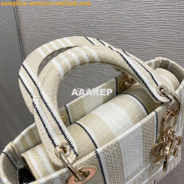 Replica Dior Medium Lady D-lite Bag Beige D-Stripes Embroidery 8