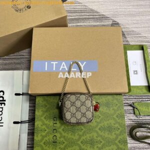 Replica Gucci 726252 Strawberry Coin Purse with Double G Brown