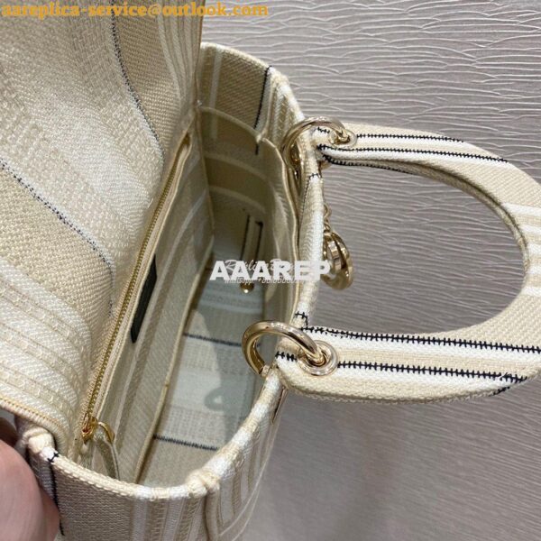 Replica Dior Medium Lady D-lite Bag Beige D-Stripes Embroidery 9