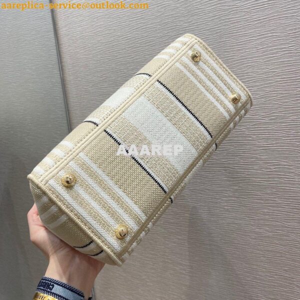 Replica Dior Medium Lady D-lite Bag Beige D-Stripes Embroidery 11