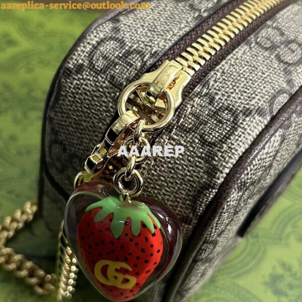 Replica Gucci 726252 Strawberry Coin Purse with Double G Brown 8