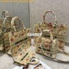 Replica Dior Medium Lady D-Lite Bag Beige Jute Canvas Embroidered With