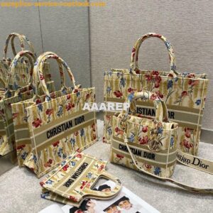 Replica Dior Medium Lady D-lite Bag Beige Multicolor Dior Hibiscus Met