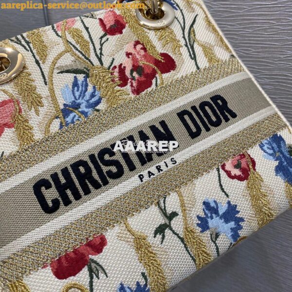 Replica Dior Medium Lady D-lite Bag Beige Multicolor Dior Hibiscus Met 8