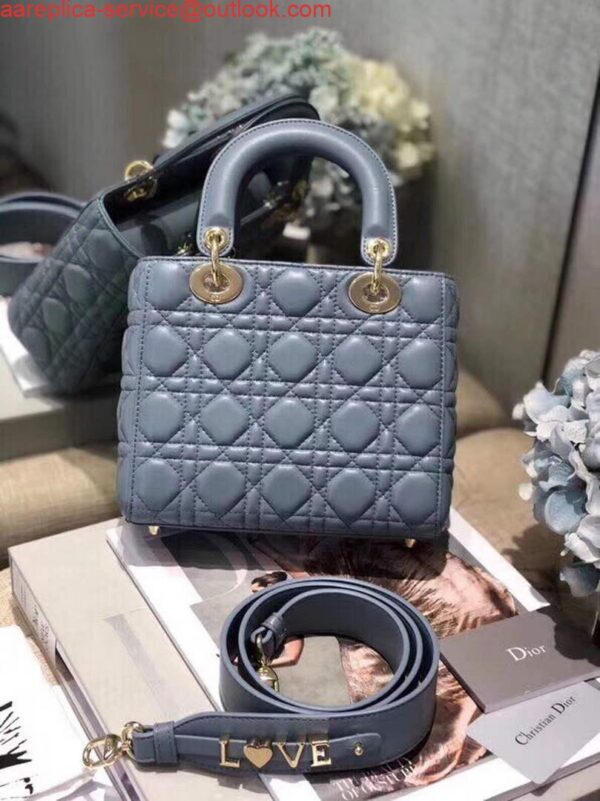 Replica Dior Small Lady My ABCDior Bag Lambskin M0538 Blue 3