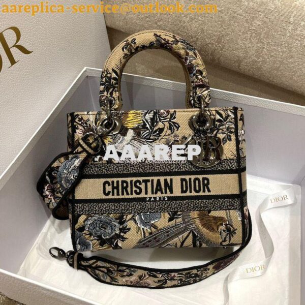 Replica Dior Medium Lady D-Lite Bag Beige Multicolor Dior Jardin d'Hiv 3