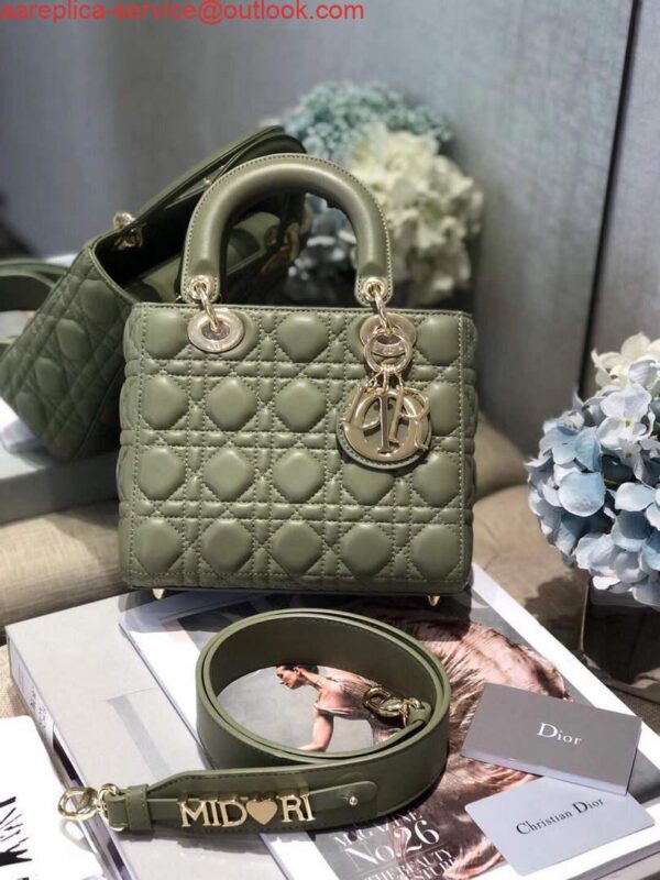 Replica Dior Small Lady My ABCDior Bag Lambskin M0538 Green