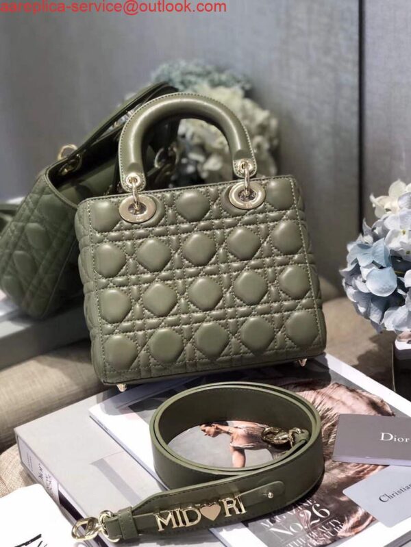 Replica Dior Small Lady My ABCDior Bag Lambskin M0538 Green 2