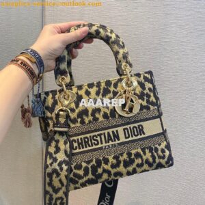 Replica Dior Medium Lady D-Lite Bag Beige Multicolor Mizza Embroidery