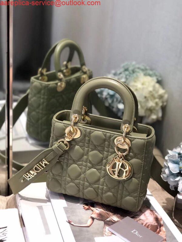 Replica Dior Small Lady My ABCDior Bag Lambskin M0538 Green 8