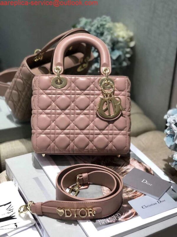 Replica Dior Small Lady My ABCDior Bag Lambskin M0538 Light Pink 2