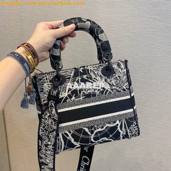 Replica Dior Medium Lady D-Lite Bag Black and White Dior Around the Wo 8